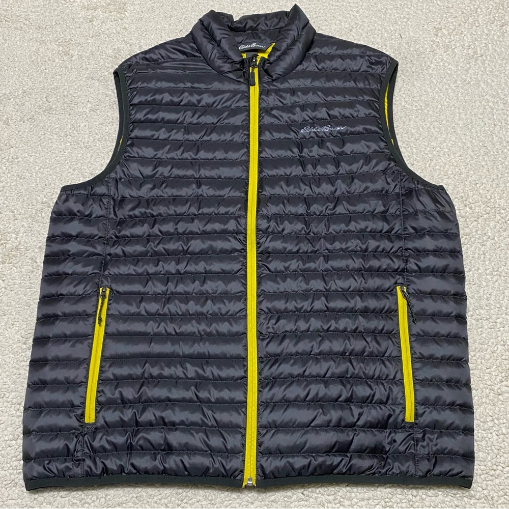 Eddie Bauer Vest Mens Large Gray Puffer Goose Down Eb700 Packable Gorpcore